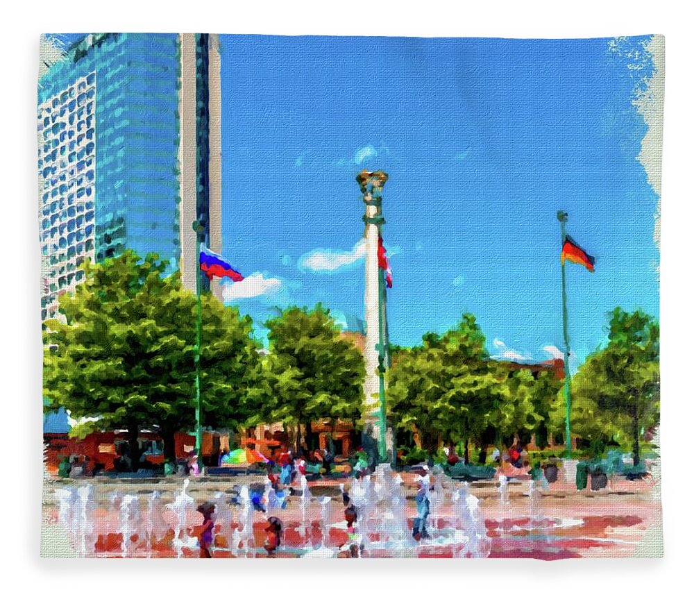 Atlanta Fleece Blanket featuring the photograph Atlanta Olympic Fountain by Darryl Brooks