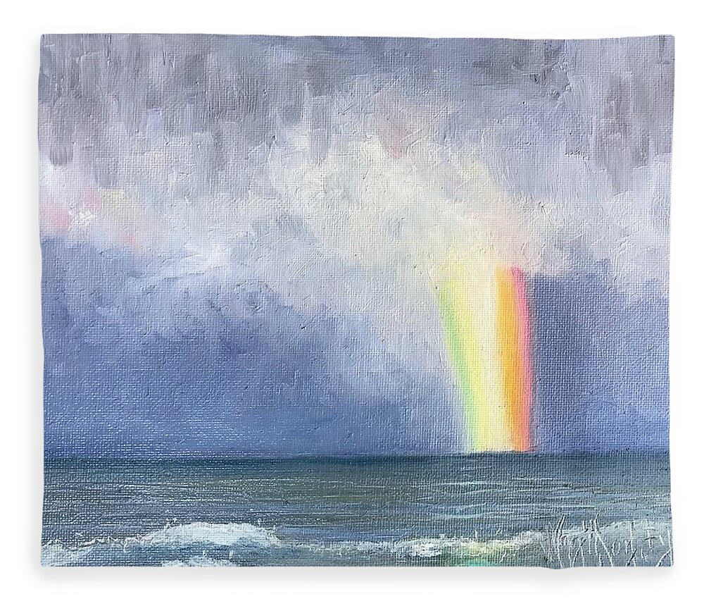 Impressionist Fleece Blanket featuring the painting Atlantic Rainbow by Maggii Sarfaty
