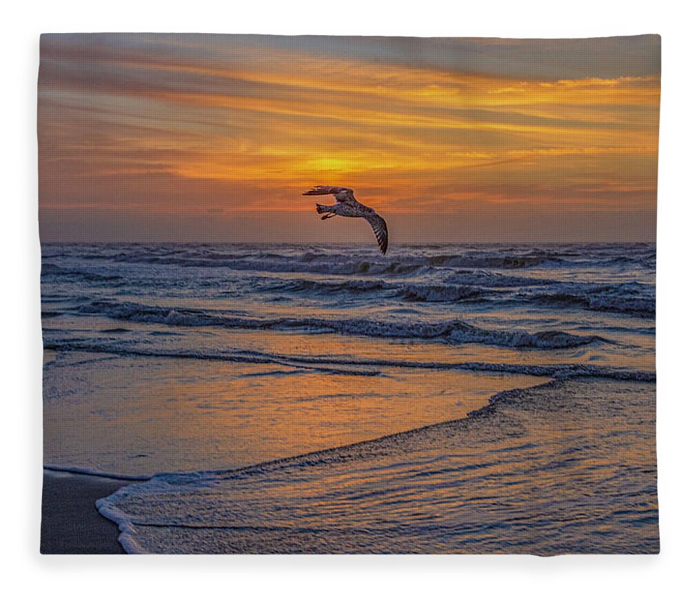 Atlantic Fleece Blanket featuring the photograph Atlantic Sunrise 2010-09 02 by Jim Dollar