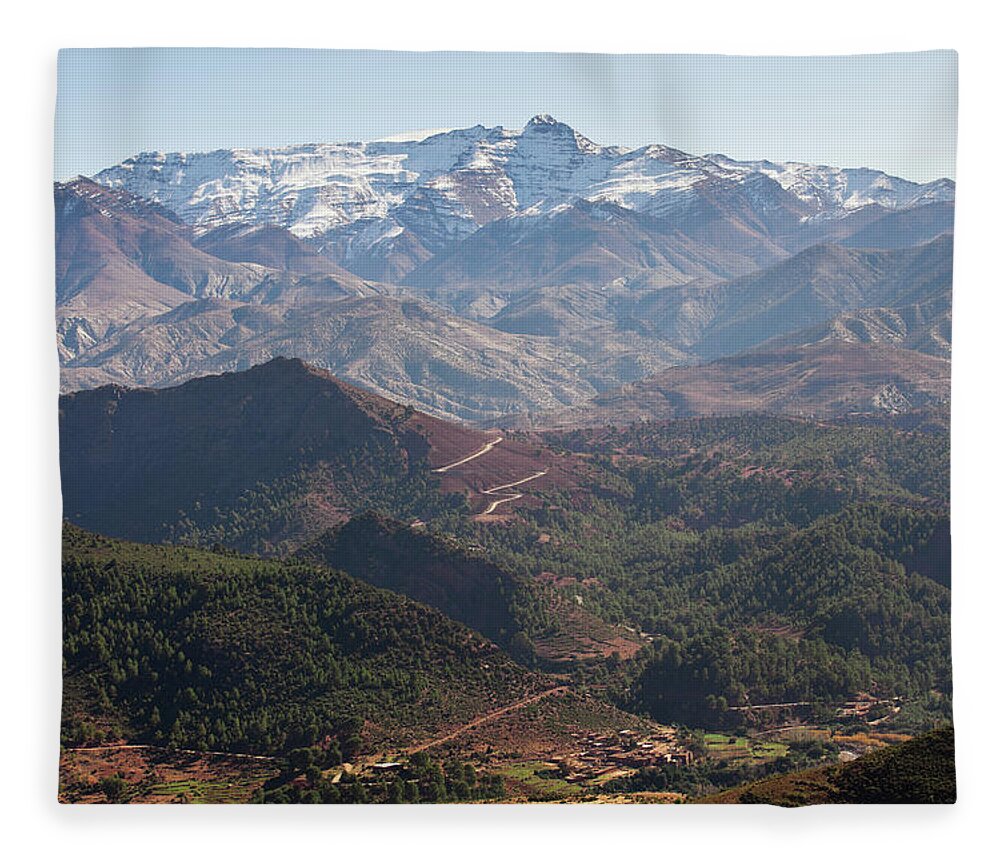 Mountain Pass Fleece Blanket featuring the photograph Atlas Mountains, Morocco by Edenexposed