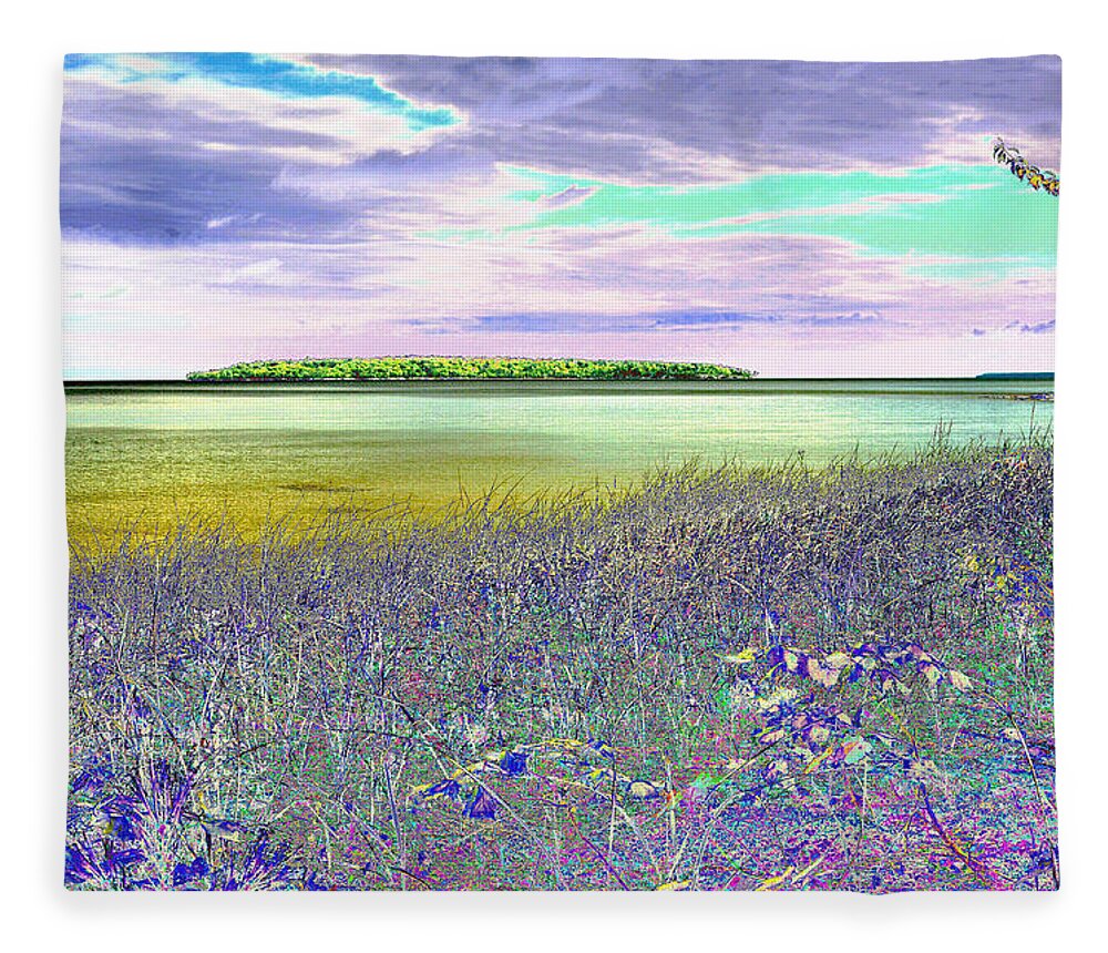 Au Train Island Fleece Blanket featuring the photograph Au Train Island Greened over by Tom Kelly