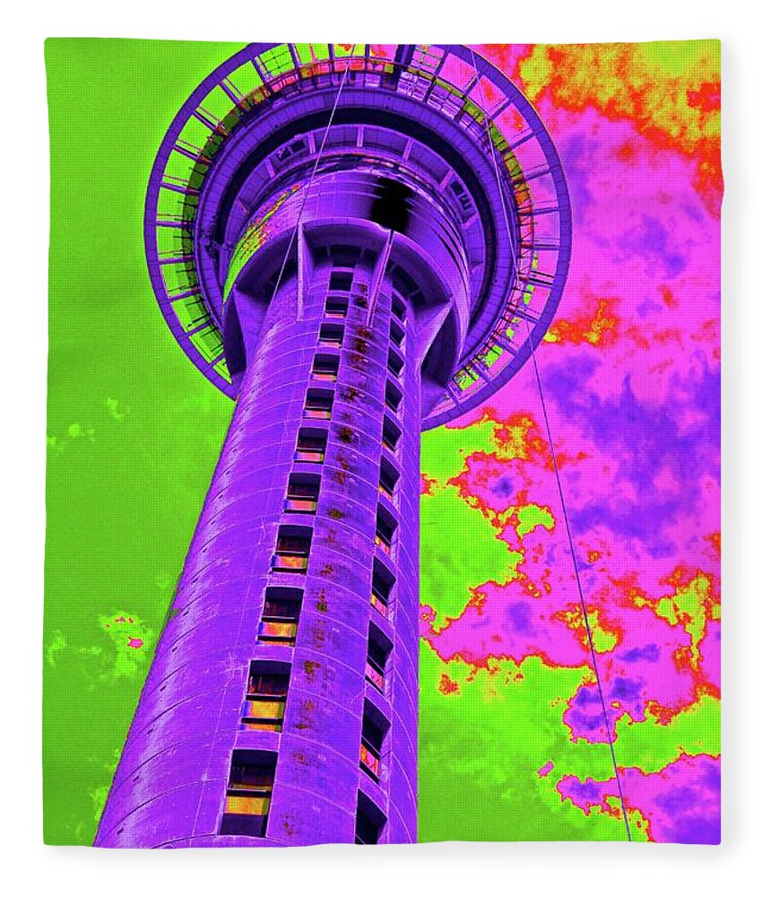 Auckland Fleece Blanket featuring the photograph Auckland Tower by Sandra Lee Scott