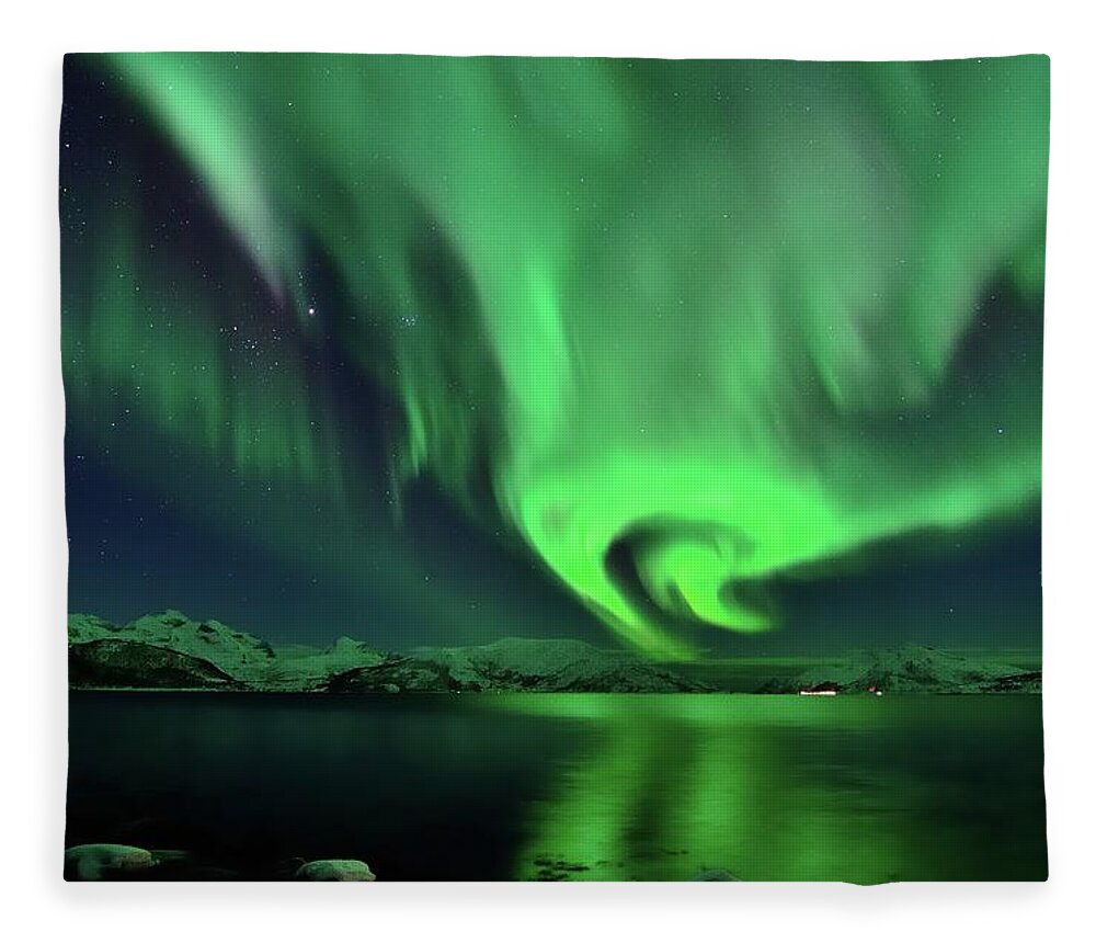 Scenics Fleece Blanket featuring the photograph Aurora Borealis In Troms by John Hemmingsen