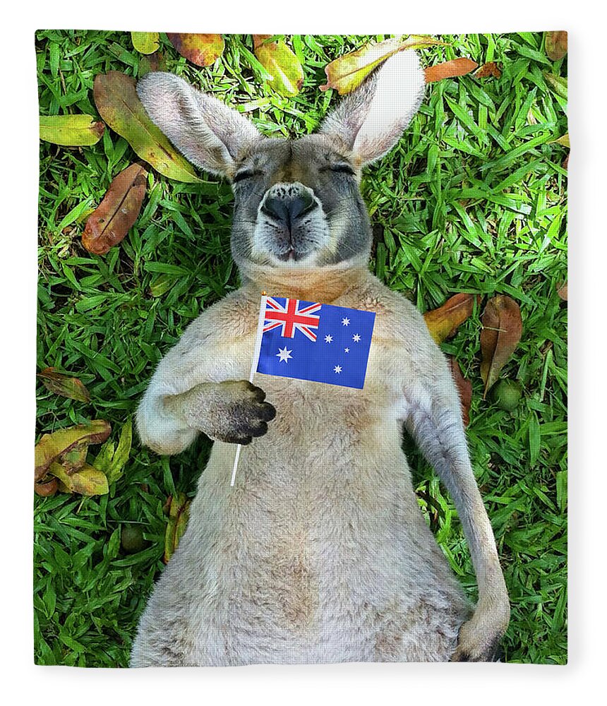 Environmental Conservation Fleece Blanket featuring the photograph Australian Kangaroo by Mb Photography