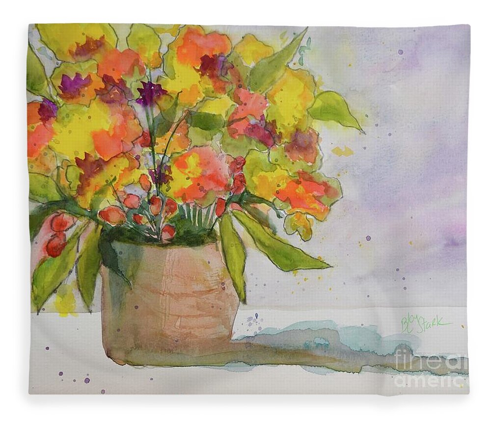  Fleece Blanket featuring the painting Autumn Collage by Barrie Stark
