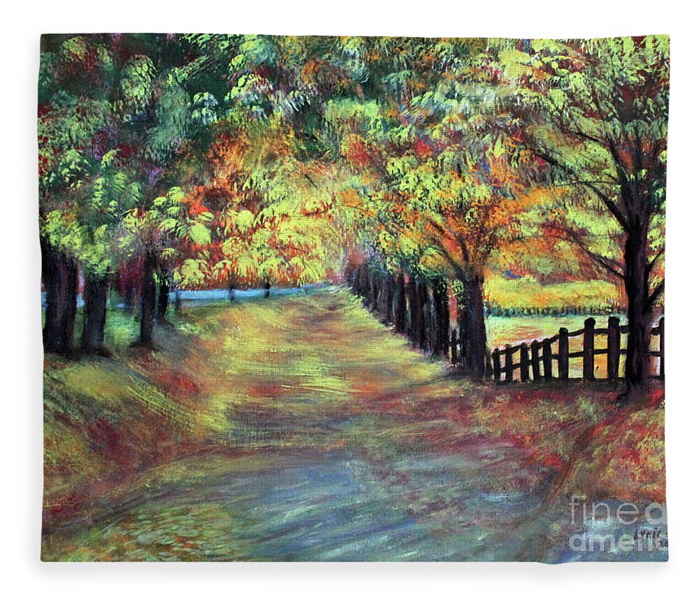 Landscape Fleece Blanket featuring the painting Autumn Impressions by Lyric Lucas