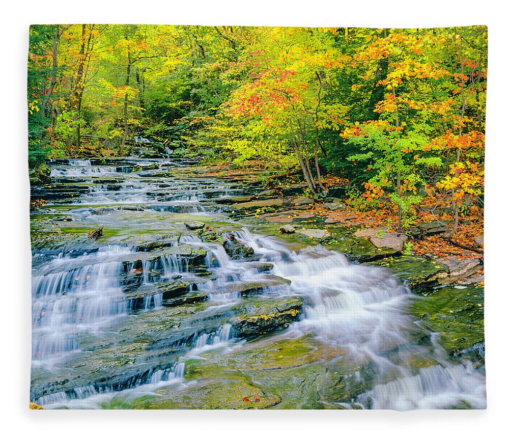 Water's Edge Fleece Blanket featuring the photograph Autumn In Connecticut by Ron thomas