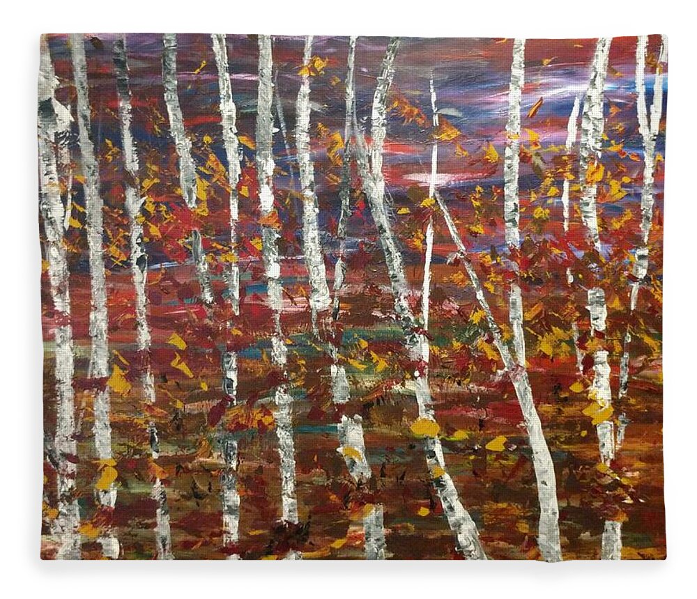 Landscape Fleece Blanket featuring the painting Autumn by Raji Musinipally