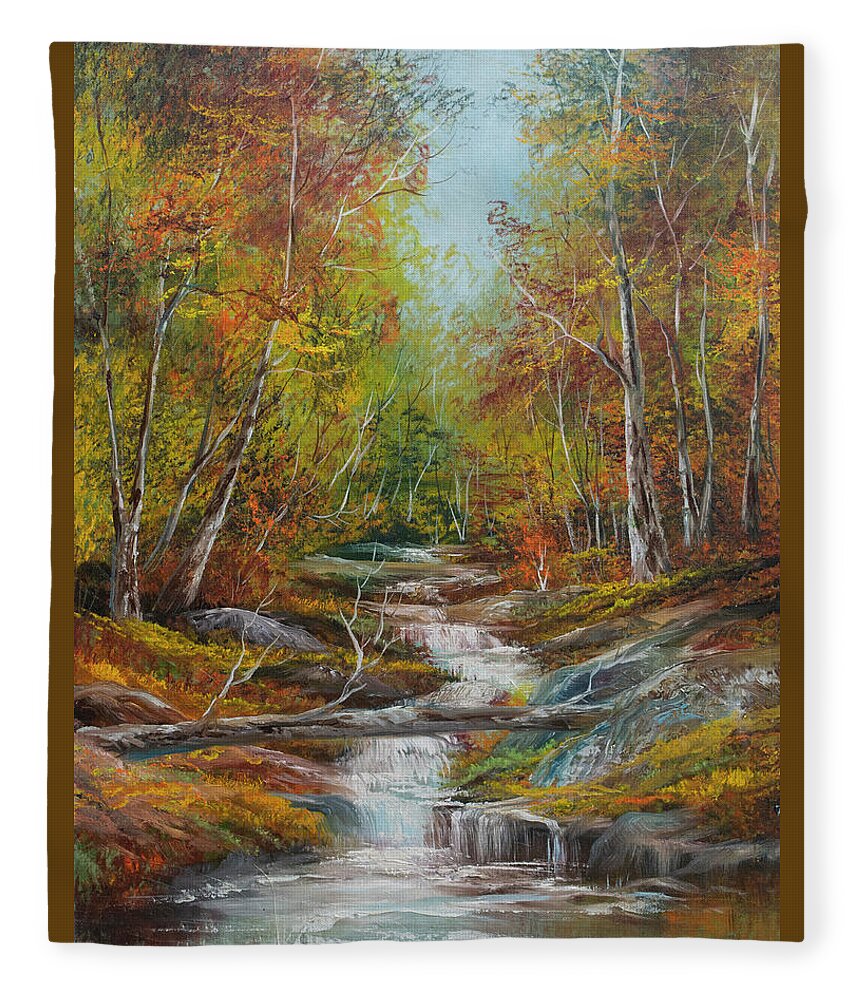 Forest Fleece Blanket featuring the painting Colors of Fall by Lynne Pittard