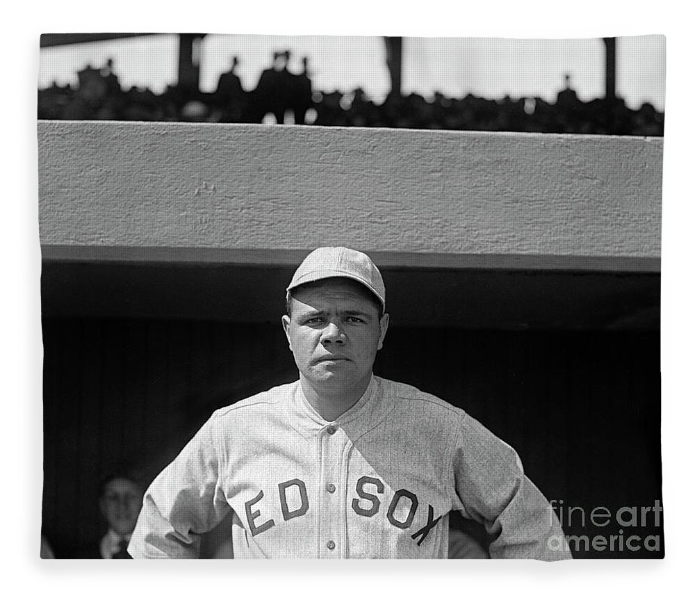 Babe Ruth In Red Sox Uniform Fleece Blanket by American
