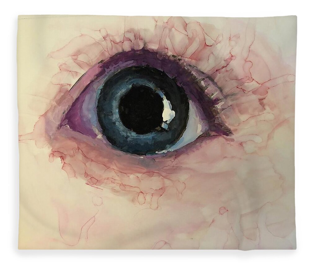Baby Fleece Blanket featuring the painting Baby Eye by Christy Sawyer