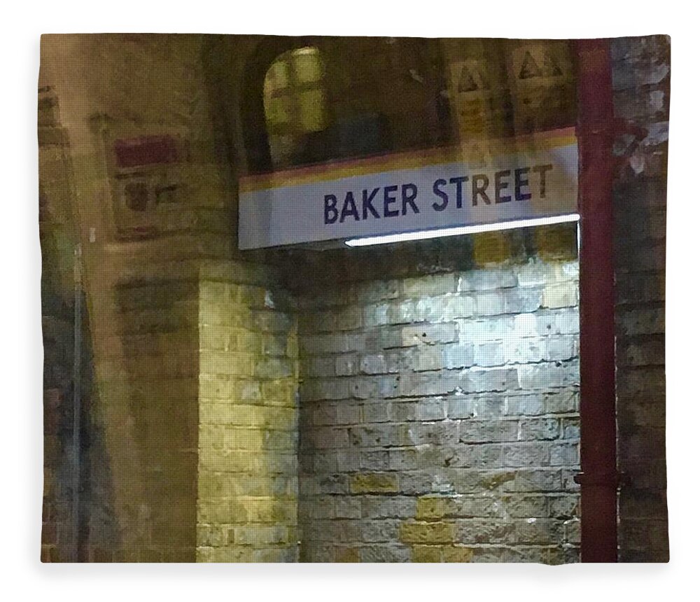 Metro Fleece Blanket featuring the photograph Baker Street Metro Sign by Debra Grace Addison