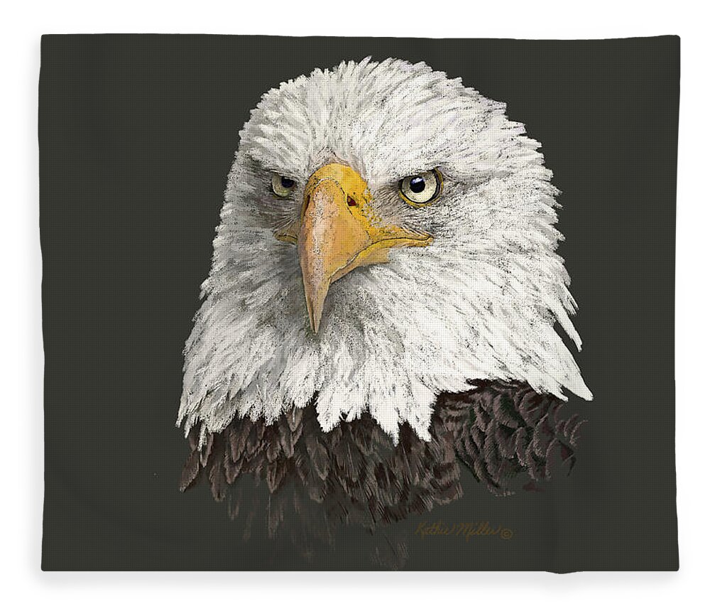 Bald Eagle Fleece Blanket featuring the digital art Bald Eagle by Kathie Miller