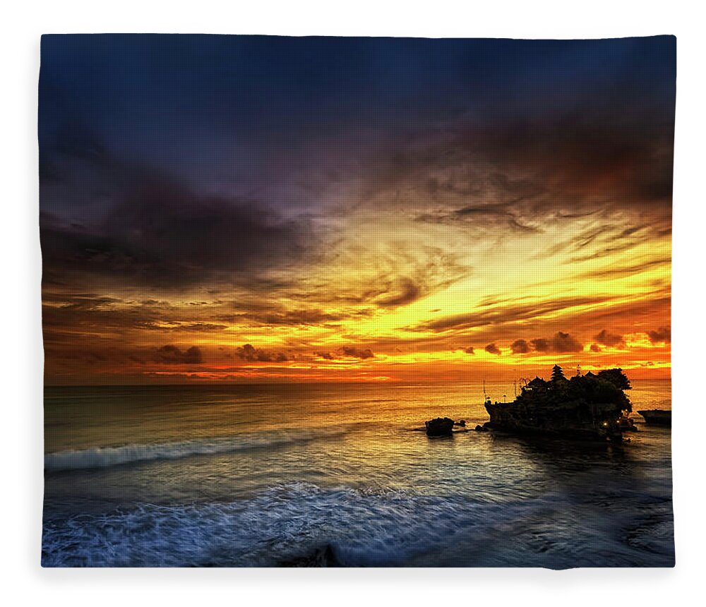 Scenics Fleece Blanket featuring the photograph Bali - Tanah Lot by By Toonman