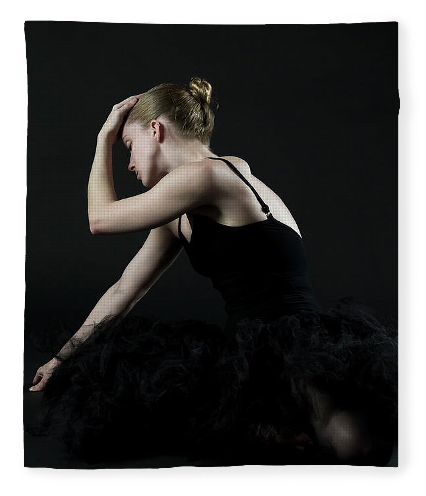 Ballet Dancer Fleece Blanket featuring the photograph Ballerina In Black by Williamsherman