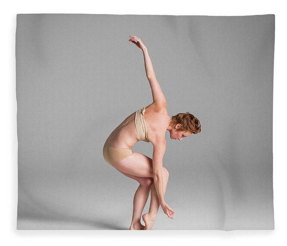 Ballet Dancer Fleece Blanket featuring the photograph Ballerina In Studio Dancing by Nisian Hughes