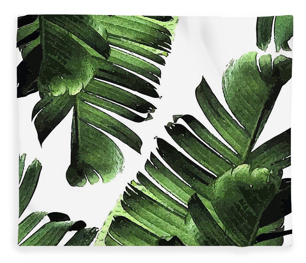 absolutte plantageejer Fjern Banana Leaf - Tropical Leaf Print - Botanical Art - Modern Abstract -  Green, Olive Fleece Blanket by Studio Grafiikka - Pixels Merch