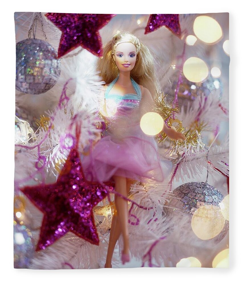 Barbie Doll Amongst Silver And Pink Christmas Tree Decorations Fleece  Blanket by Matteo Manduzio - Pixels