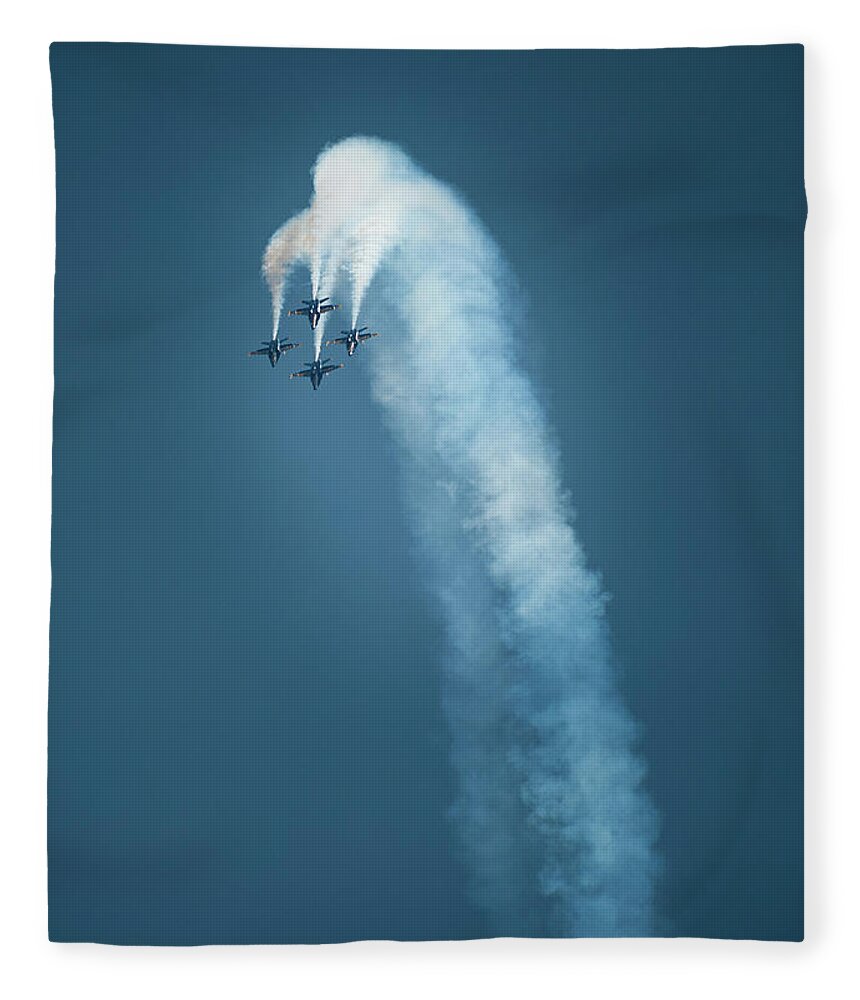 Blue Angels Fleece Blanket featuring the photograph Barrel Roll by Mark Duehmig