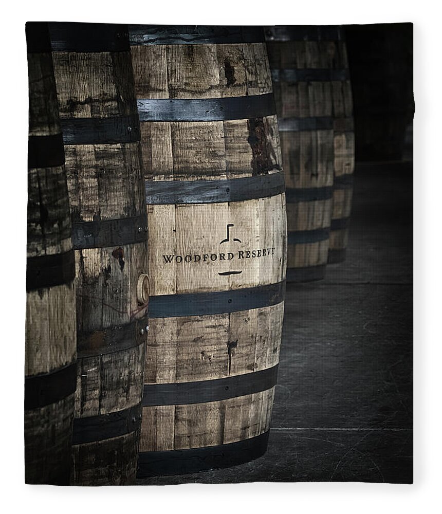 Woodford Reserve Fleece Blanket featuring the photograph Barrels of Bourbon by Susan Rissi Tregoning