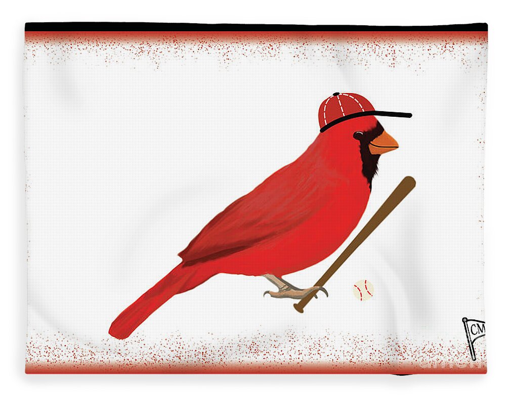 Baseball Cardinal Fleece Blanket by College Mascot Designs - Pixels