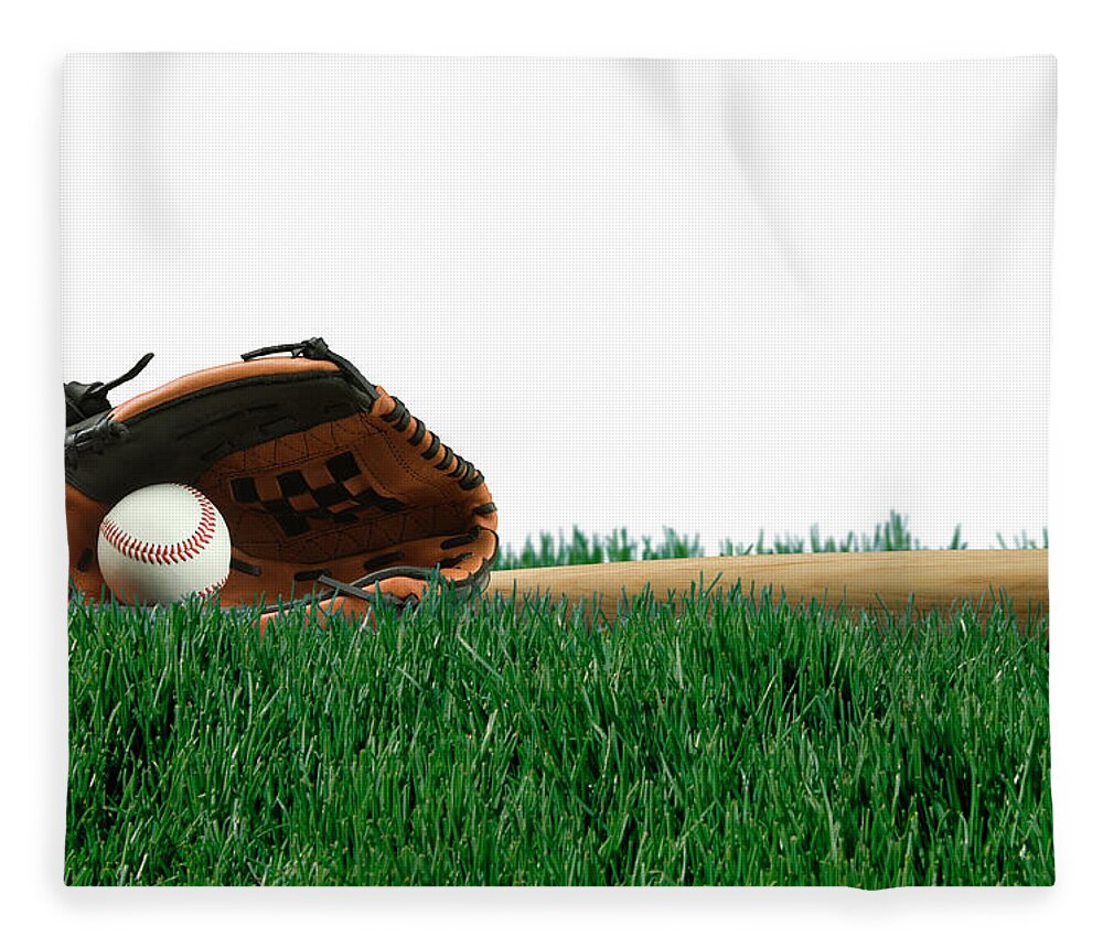 Grass Fleece Blanket featuring the photograph Baseball by Pixhook