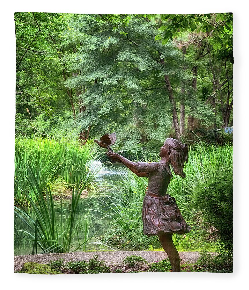 Statue Fleece Blanket featuring the photograph Be Free by Susan Rissi Tregoning