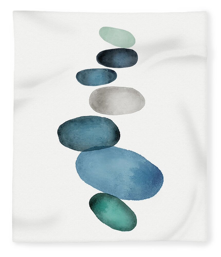 Modern Fleece Blanket featuring the painting Beach Stones 1- Art by Linda Woods by Linda Woods