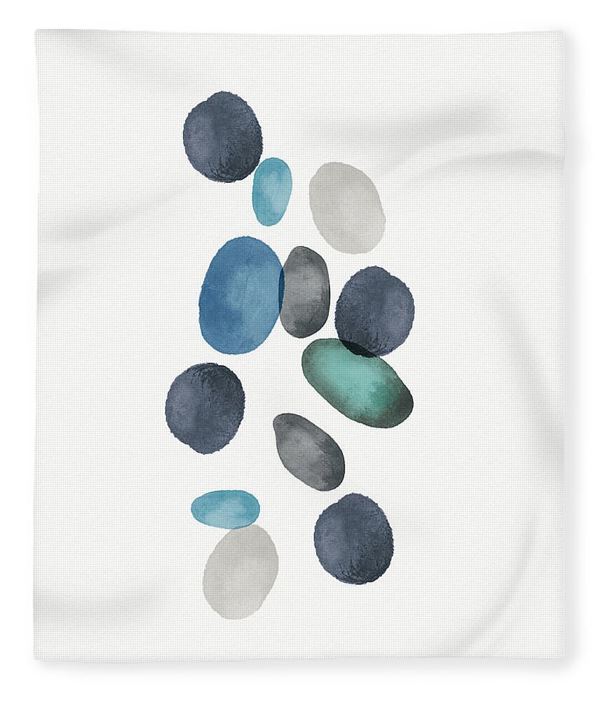 Modern Fleece Blanket featuring the painting Beach Stones 2- Art by Linda Woods by Linda Woods