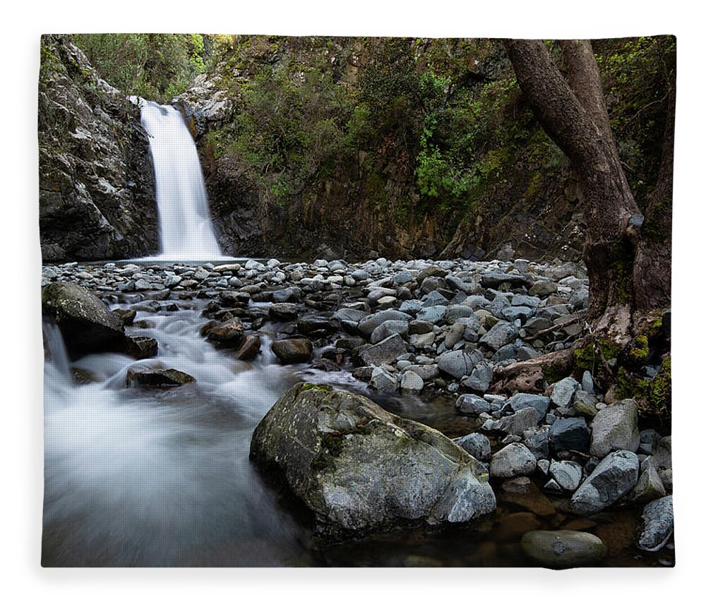 Waterfall Fleece Blanket featuring the photograph Beautiful waterfal, Troodos mountains, Cyprus by Michalakis Ppalis