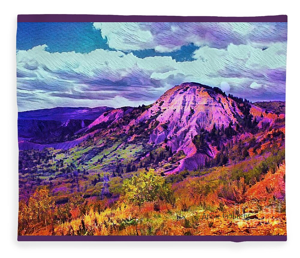 Gypsum Hills Behind The Lone Cone In Montezuma County Colorado Fleece Blanket featuring the digital art Behind the Lone Cone by Annie Gibbons
