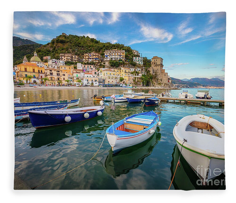 Amalfi Coast Fleece Blanket featuring the photograph Bella Giorno in Cetara by Inge Johnsson