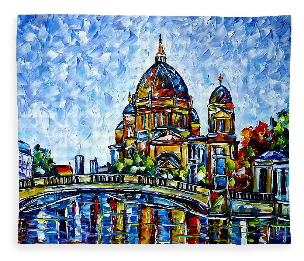 Church Painting Fleece Blanket featuring the painting Berlin Cathedral by Mirek Kuzniar