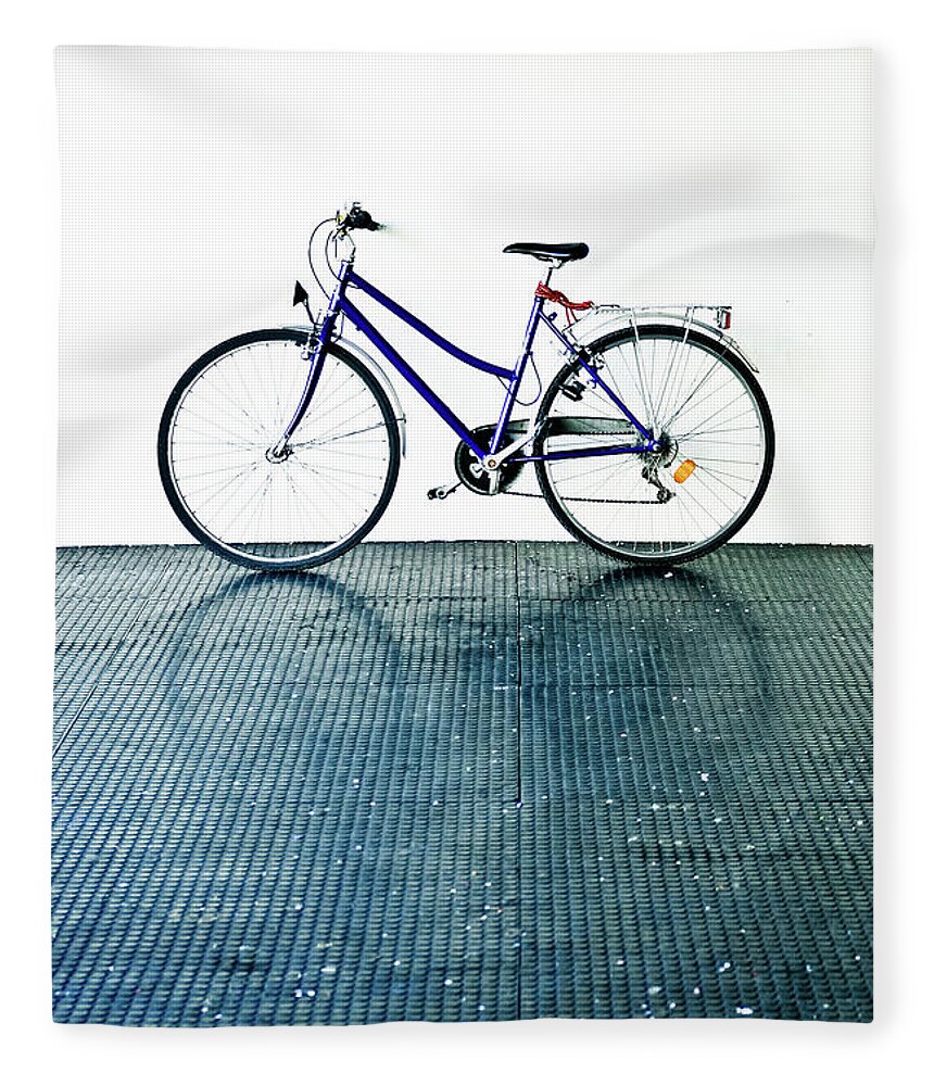 Black Color Fleece Blanket featuring the photograph Bicycle by Ilbusca