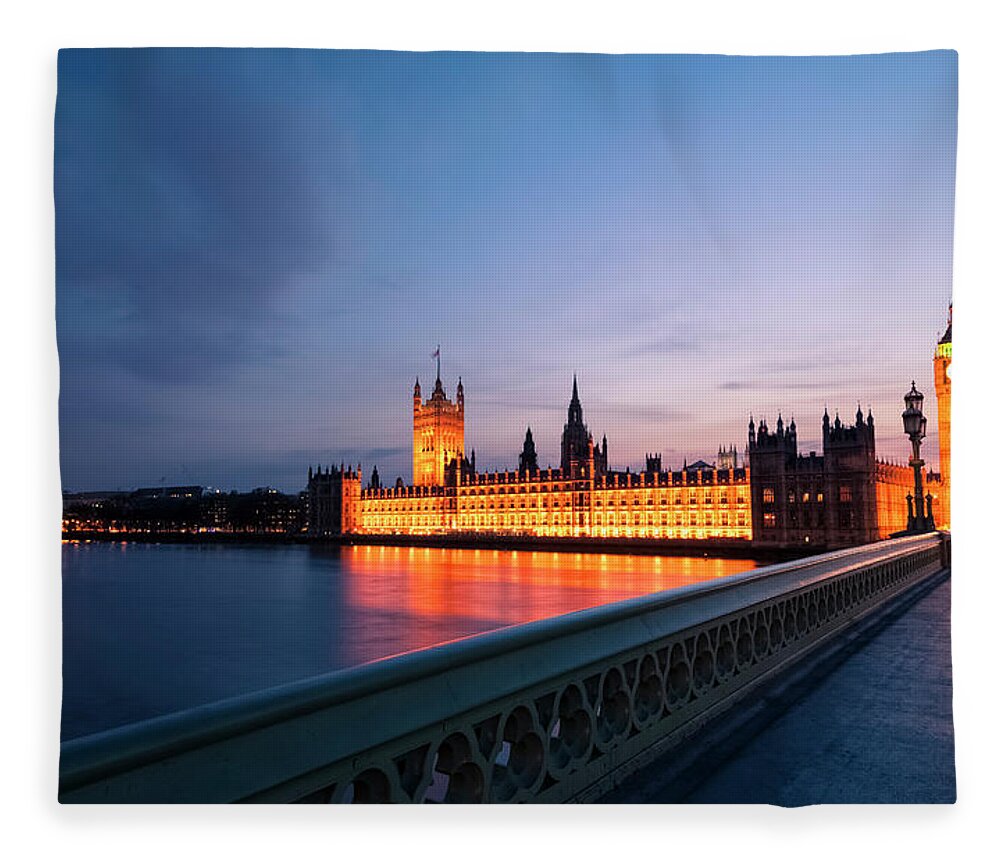 Clock Tower Fleece Blanket featuring the photograph Big Ben And Houses Of Parliament After by Cirano83