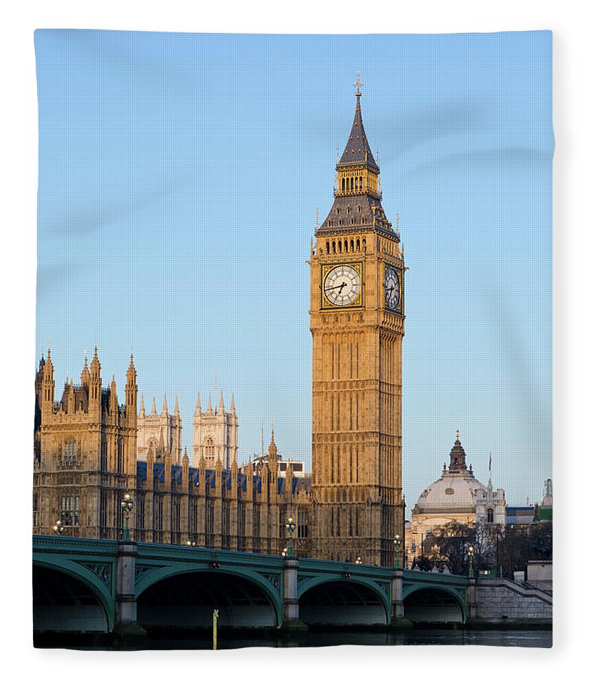 Gothic Style Fleece Blanket featuring the photograph Big Ben And Westminster, London by Dynasoar