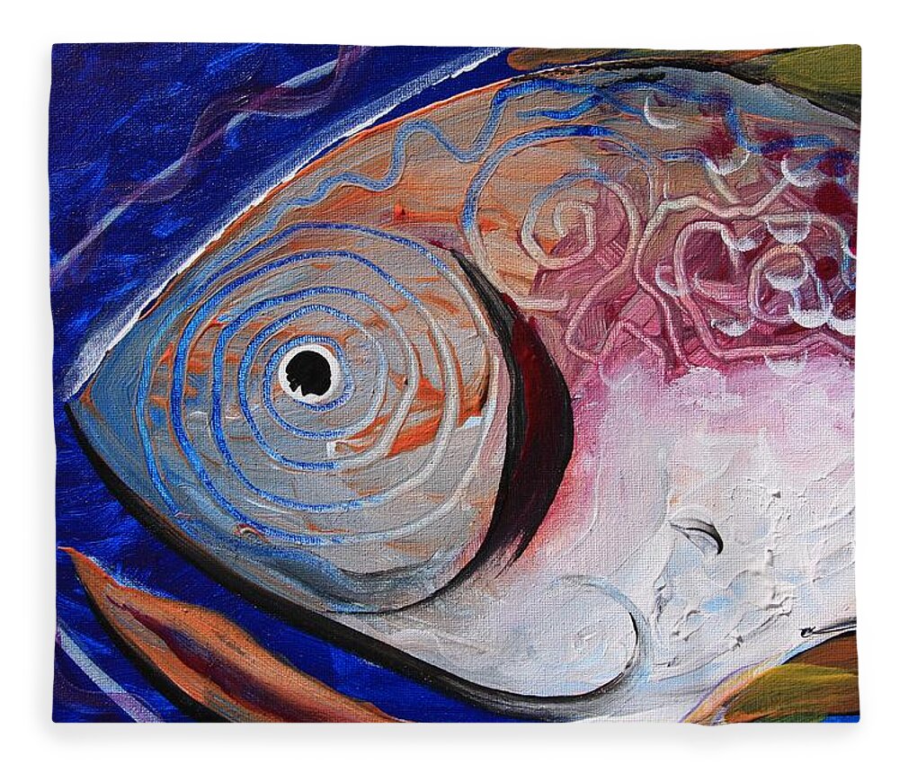 Fish Fleece Blanket featuring the painting Big Fish by J Vincent Scarpace