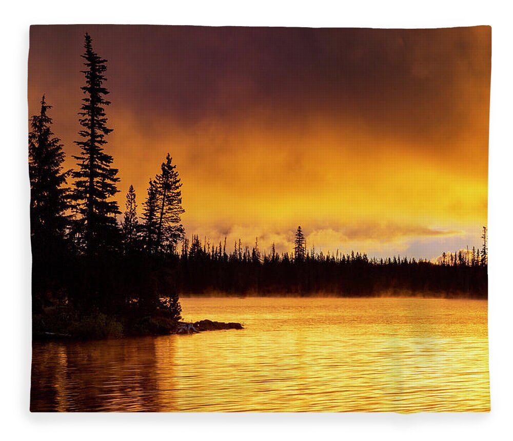 Lake Fleece Blanket featuring the photograph Big Lake Sunrise by Cat Connor
