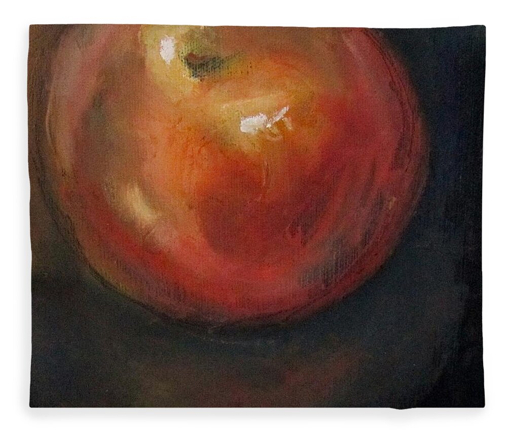 Fruit Fleece Blanket featuring the painting Big Red Apple by Barbara O'Toole