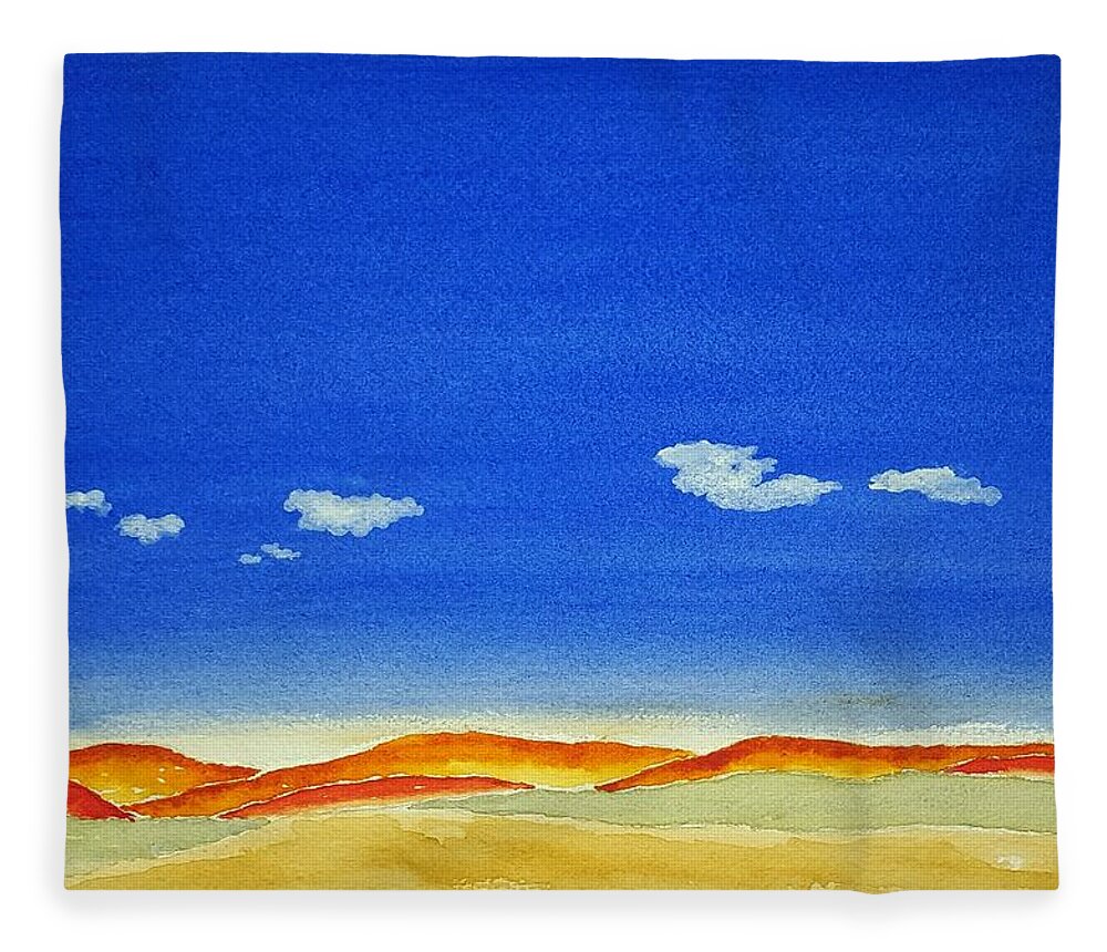 Watercolor Fleece Blanket featuring the painting Big Sky Lore by John Klobucher