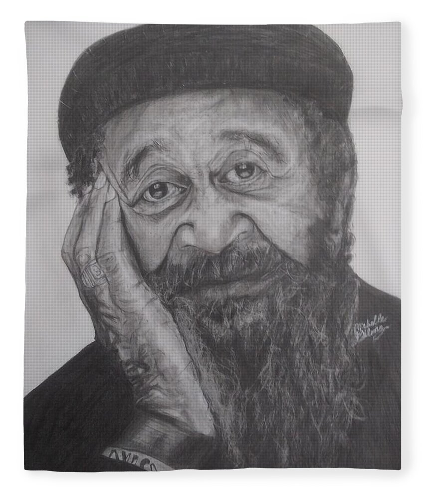 Portrait Fleece Blanket featuring the drawing Birth Of Portrait by Michelle Gilmore