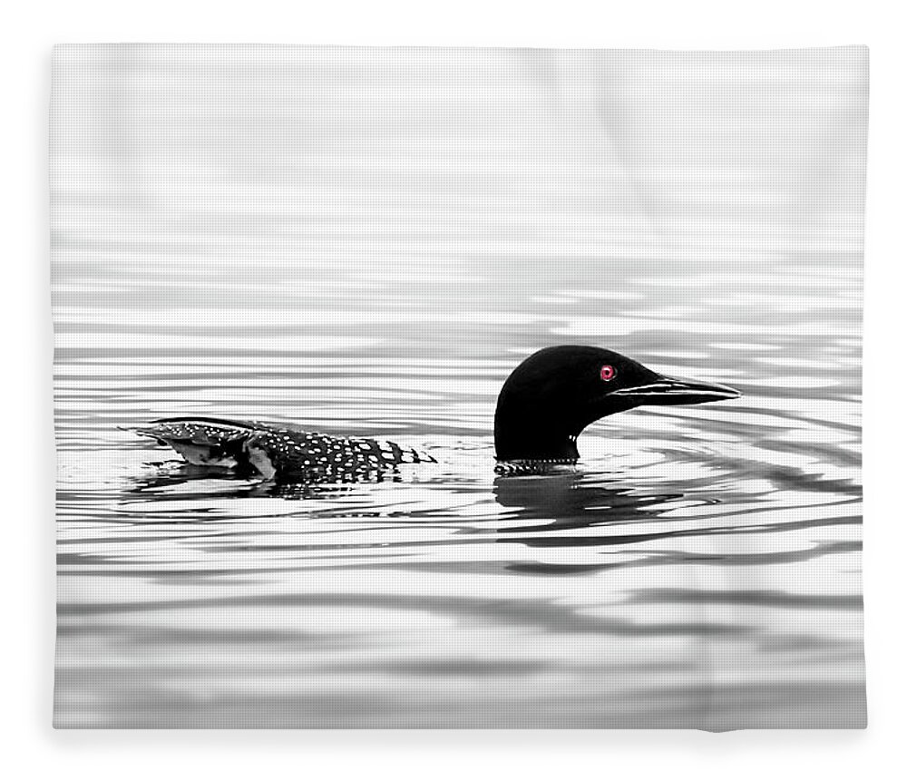 Loon Fleece Blanket featuring the photograph Black And White Loon by Christina Rollo
