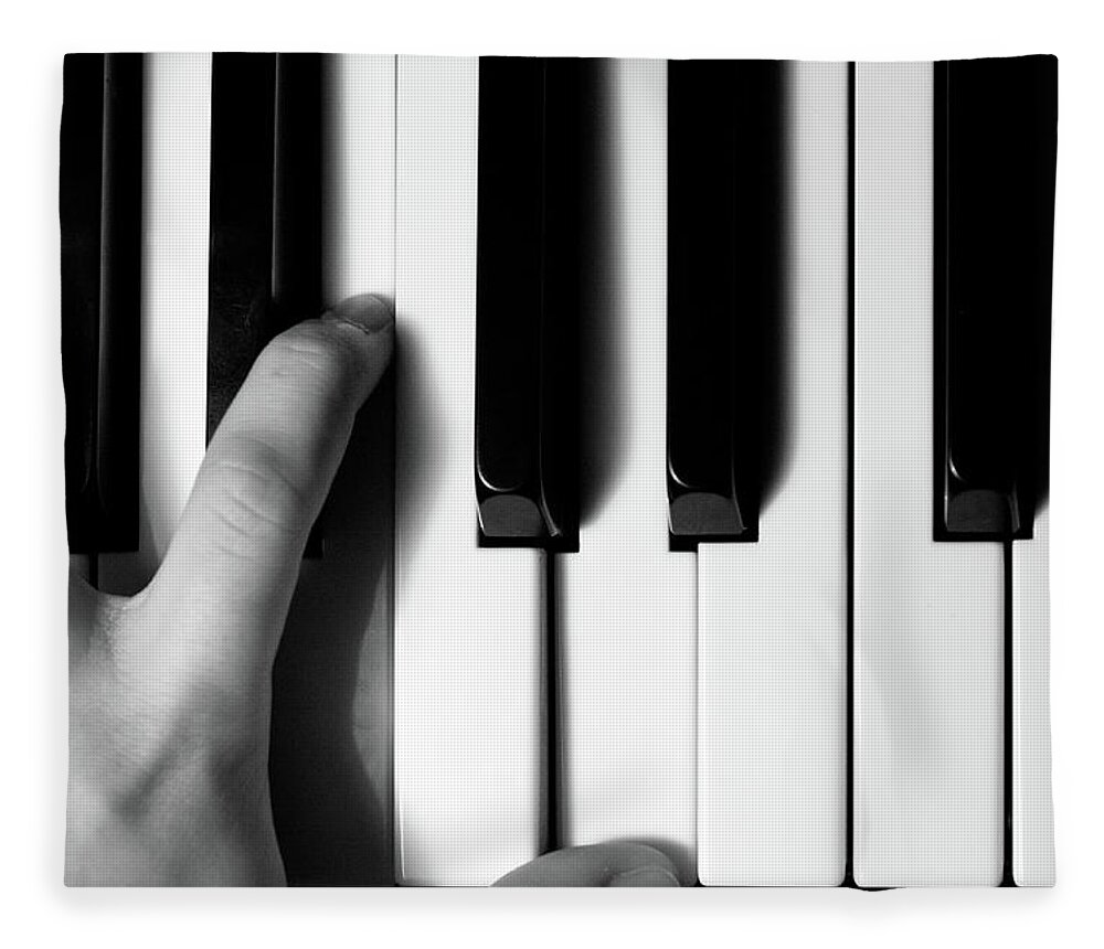 Piano Fleece Blanket featuring the photograph Black And White Piano by Daniel Candal