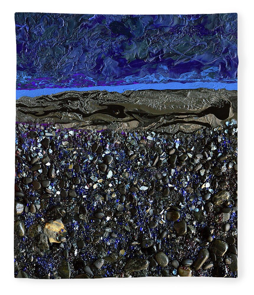 Night Fleece Blanket featuring the mixed media Black As Night by Donna Blackhall