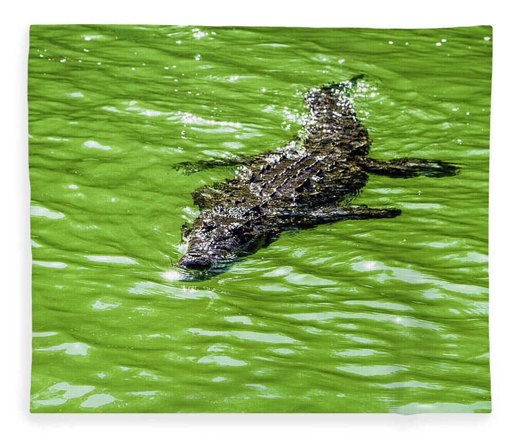 Crocodile Fleece Blanket featuring the photograph Black River Jamaica 7 by Jana Rosenkranz