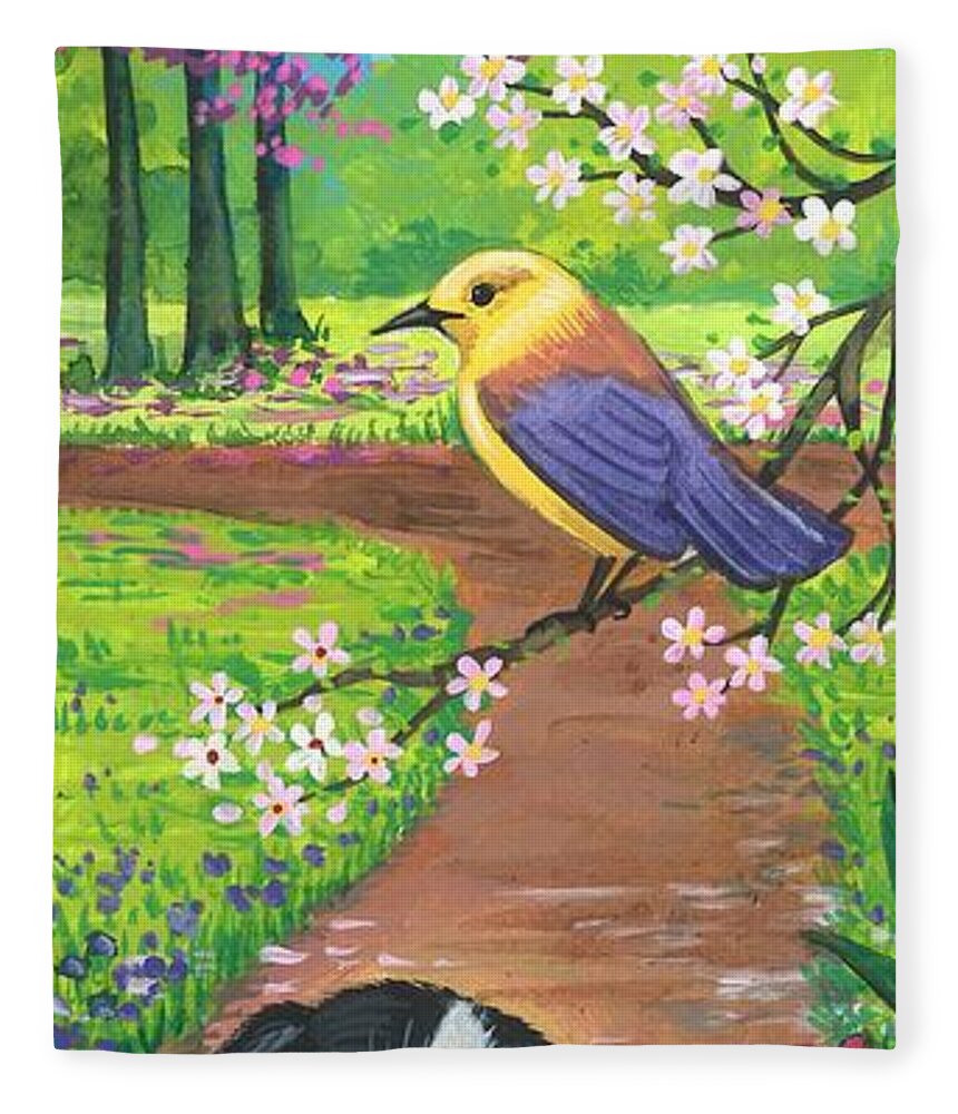 Print Fleece Blanket featuring the painting Blooming Day by Margaryta Yermolayeva