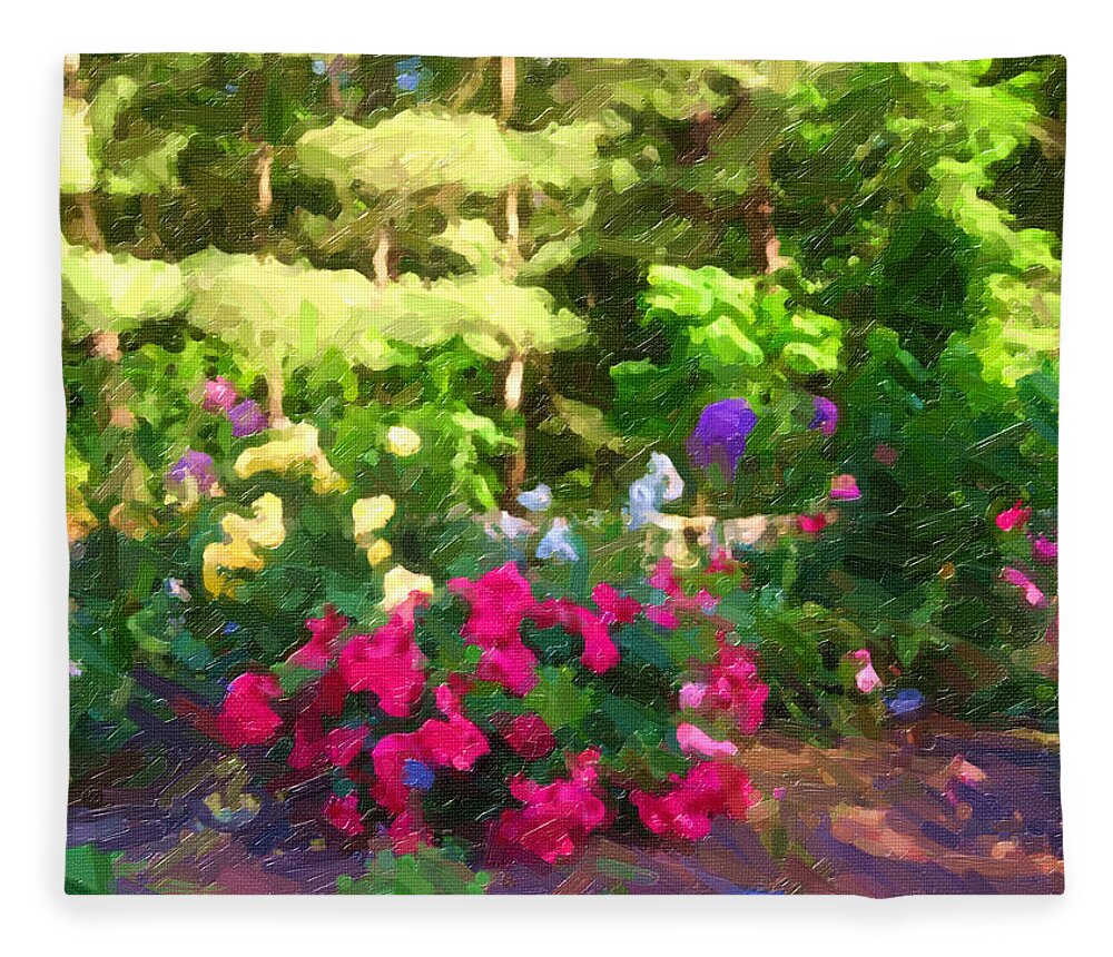 Flowers Fleece Blanket featuring the digital art Blooms of Duke Gardens by David Zimmerman