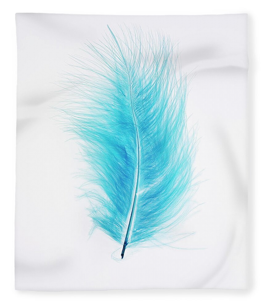 Blue Feather Fleece Blanket by Wragg 