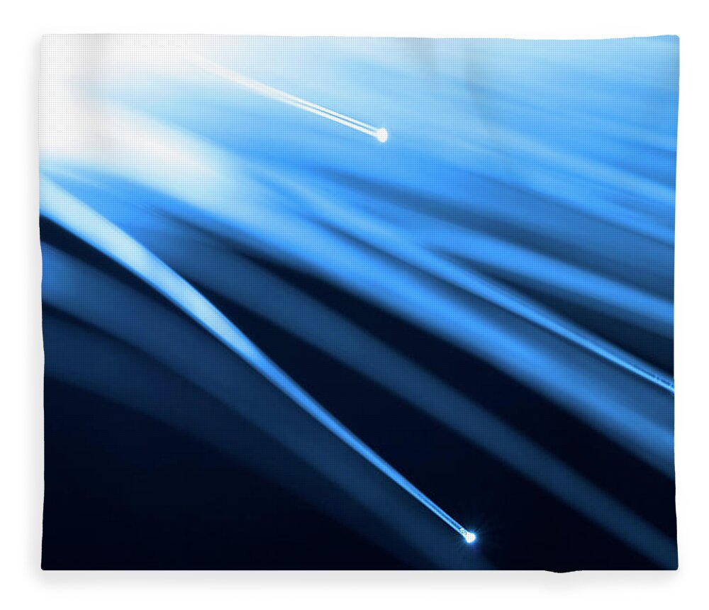 Internet Fleece Blanket featuring the photograph Blue Lights Shooting Downwards Creating by Ramberg