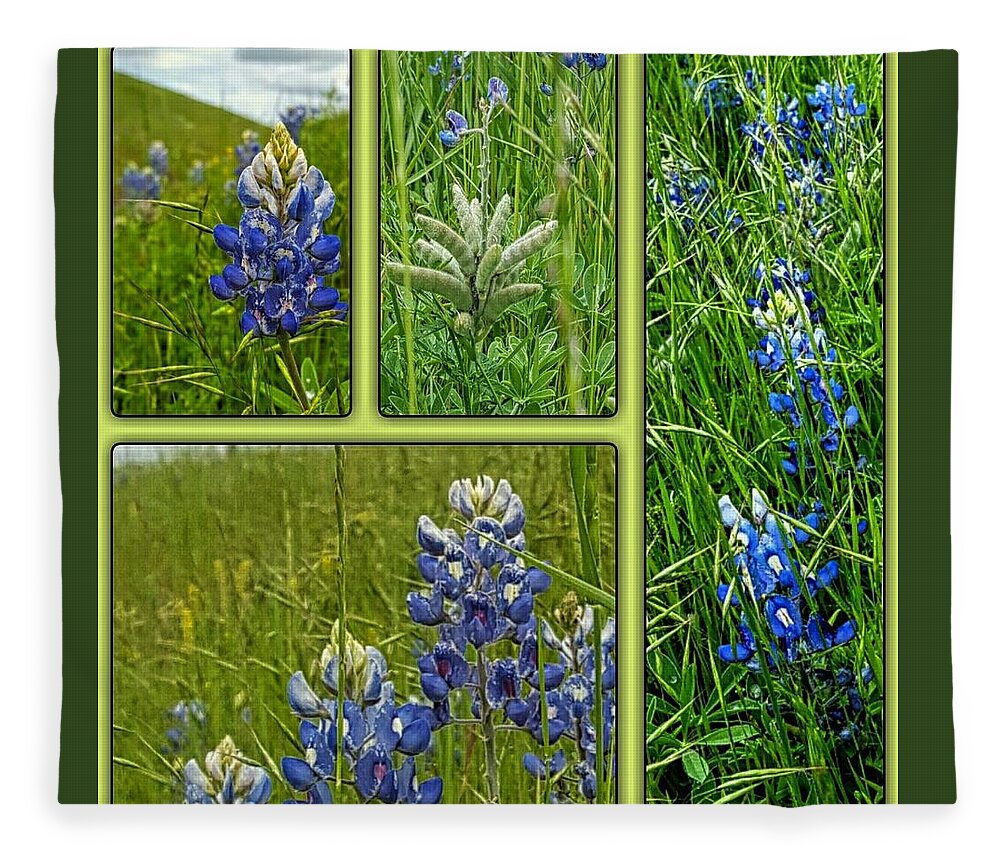 State Flower Of Texas Fleece Blanket featuring the digital art Blue Lupines Are Texan Bluebonnets by Pamela Smale Williams